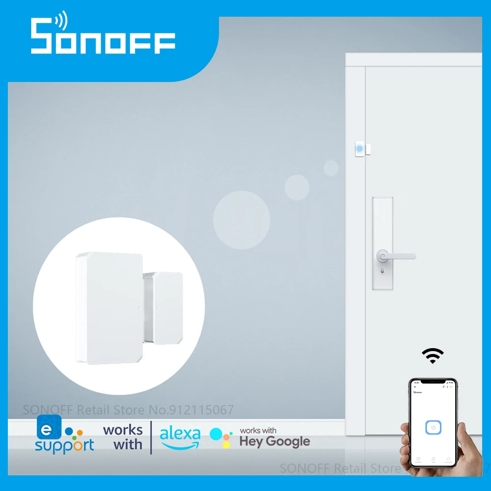 

SONOFF DW2 Wireless Door Sensor Detectors Mini Bluetooth Wifi Smart Switch Smart Home Security Alarm Work with Alexa Google Home
