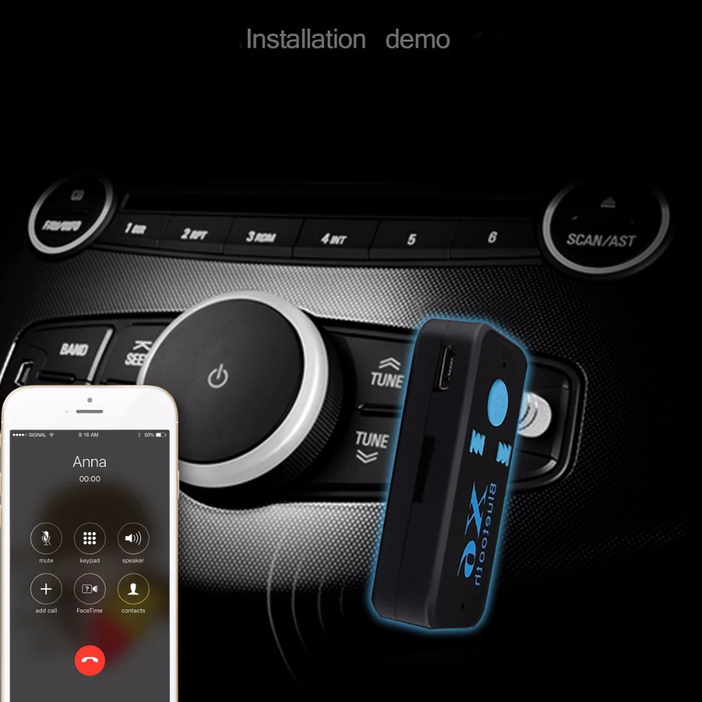 

Car Bluetooth Kit Wireless Audio Receiver MP3 Player with Phone Hands Free TF Card 3.5mm Adapter Interface X6