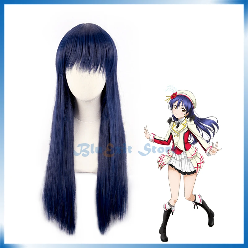 Аниме Love Live! Sonoda Umi парик косплей волос темно-синий Длинные прямые Comic Con