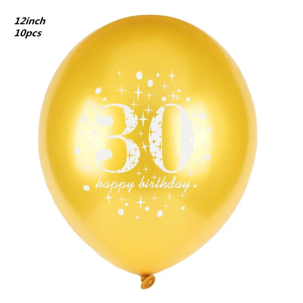 10pcs gold 30 1" Золотые латексные воздушные шары черные 30 40 50 60 70 лет с днем рождения украшения для взрослых воздушные шары Cumpleanos Globos Balony - Цвет: 10pcs gold 30