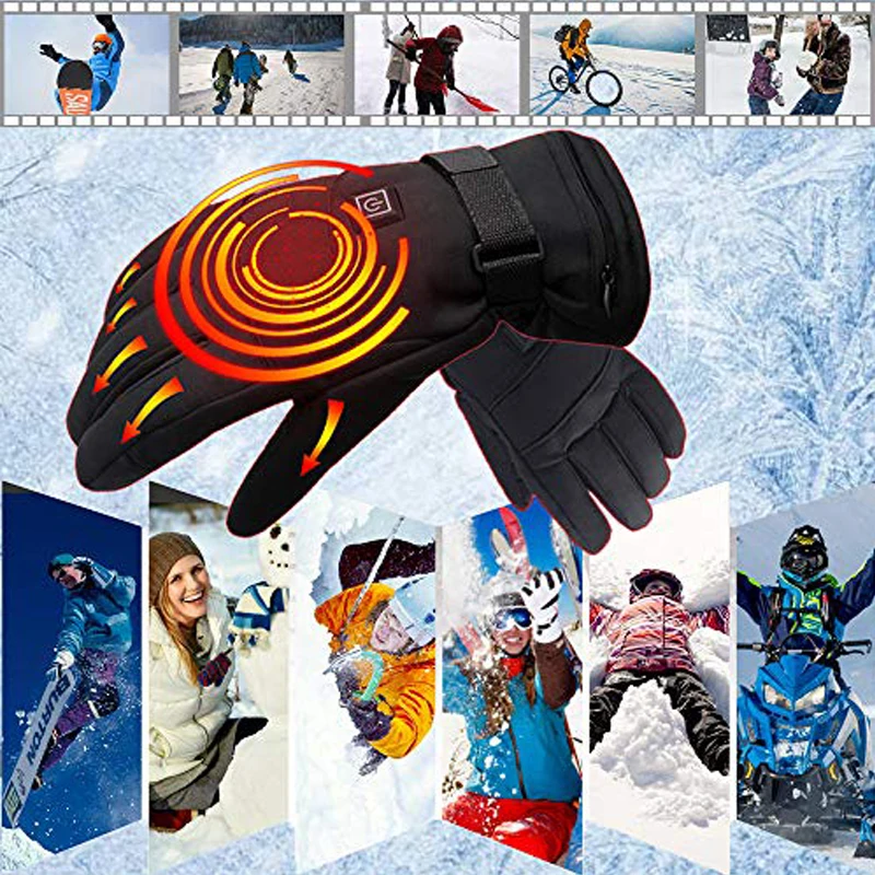 Перчатки с подогревом водонепроницаемые зимние перчатки унисекс для катания на