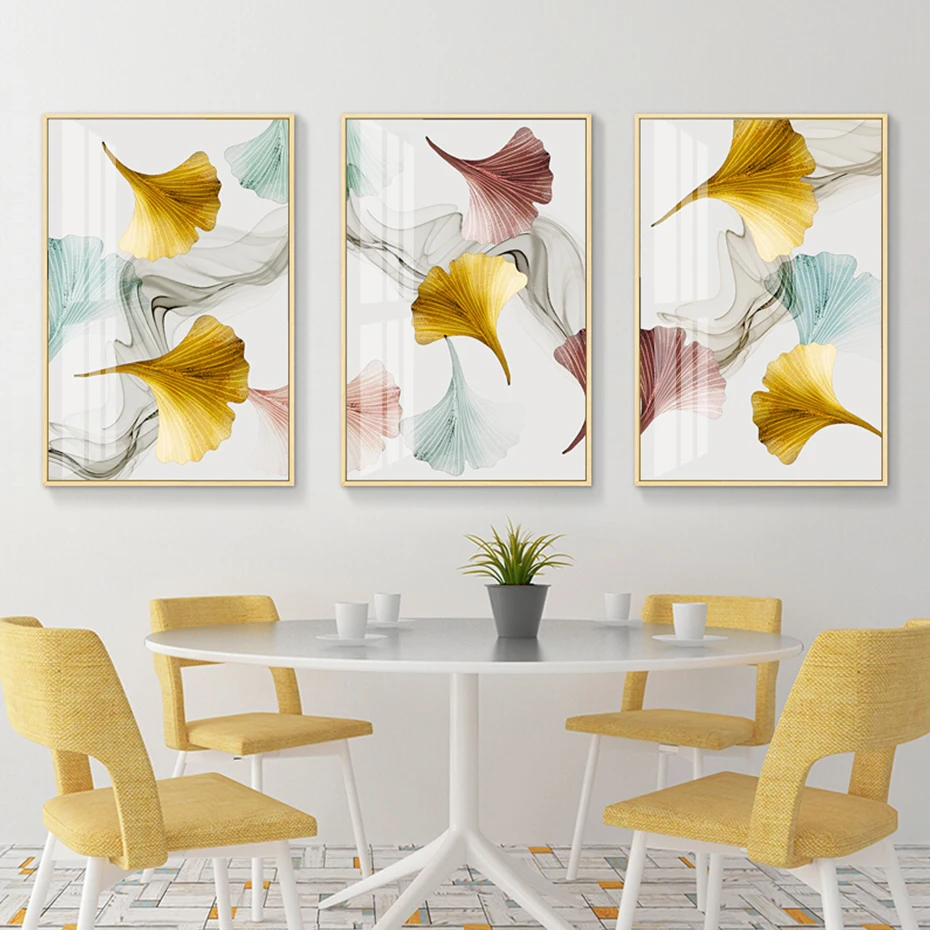 Современная картина HD с изображением золотых розовых листьев художественные