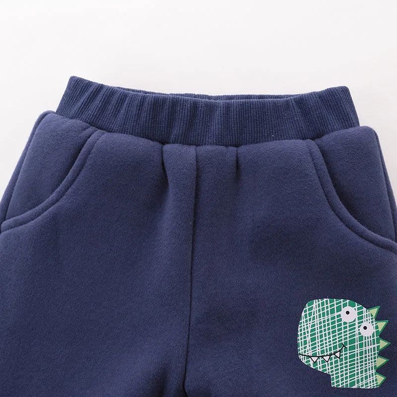 

80-130CM Children's Suit Boys Autumn Winter Plus Velvet Thick Clothes Baby Sports Suit Fashion Sweater two-piece Set