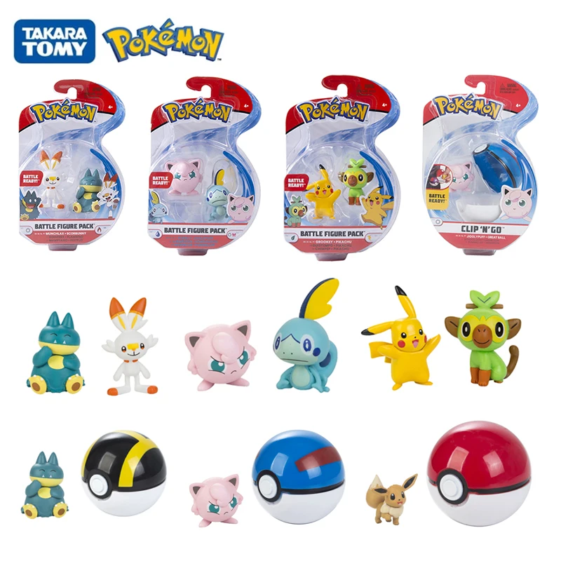 

Pokemon WCT Sword and Shield Pokeball Pet Pikachu Munchlax Scorbunny Sobble Grookey Jigglypuff Anime Figures Model Toys Set Box