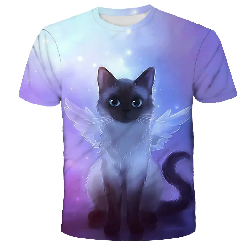 

20213D Animal Printed T Shirt For Choldren Boys Girls Summer Short sleeve Cat T-shirt Funny Tshirt Kids Children Clothes 4-14T