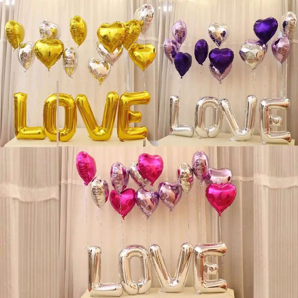 16 шт. набор воздушных шаров из фольги в форме сердца 18 дюймов баллон 32 дюйма с
