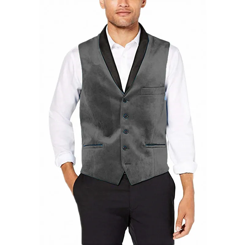 [MJ11] модный мужской однобортный бархатный жилет для свадебного шафера