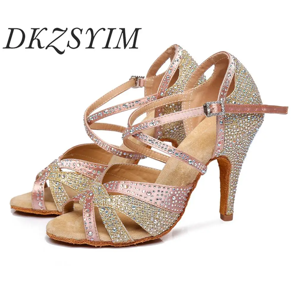 

DKZSYIM Latin Dance Shoes Jazz Salsa Ballroom Dance Shoes For Dancing Women Girls Sandals sexy rhinestons shoes wholesale