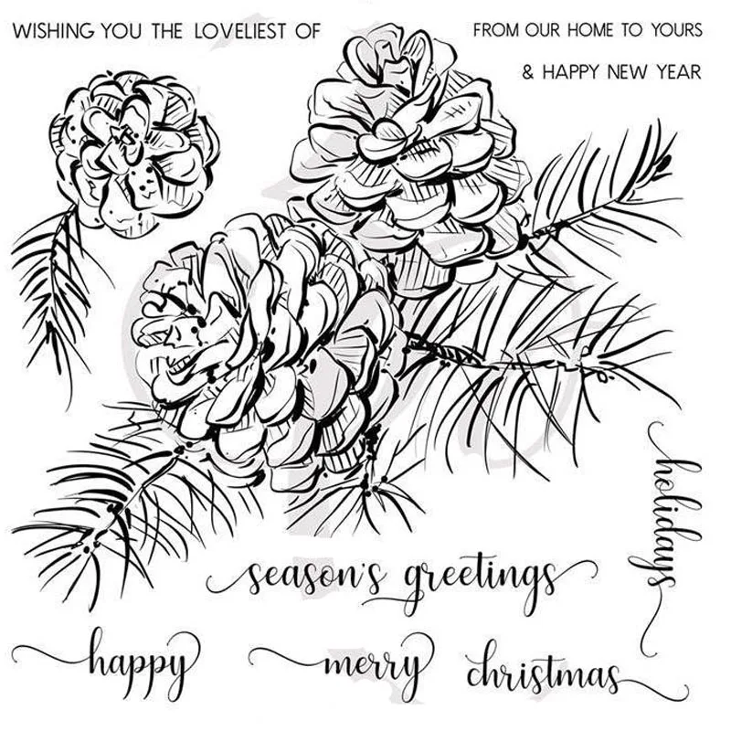 Рождественский прозрачный штамп из сосны для самостоятельного