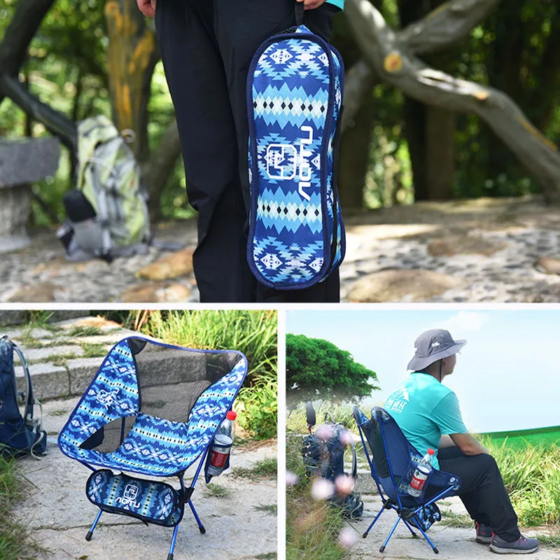 구매 Outdoor Portable Foldable Chair Fishing Backrest Chair Ultra Light Aluminum Backpack Folding Moon Chair