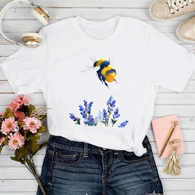

T-shirts Women Floral Sunflower Love Heart Cute Fashion Spring Summer Tshirt Top Lady Graphic Female Print Clothes Tee T-Shirt