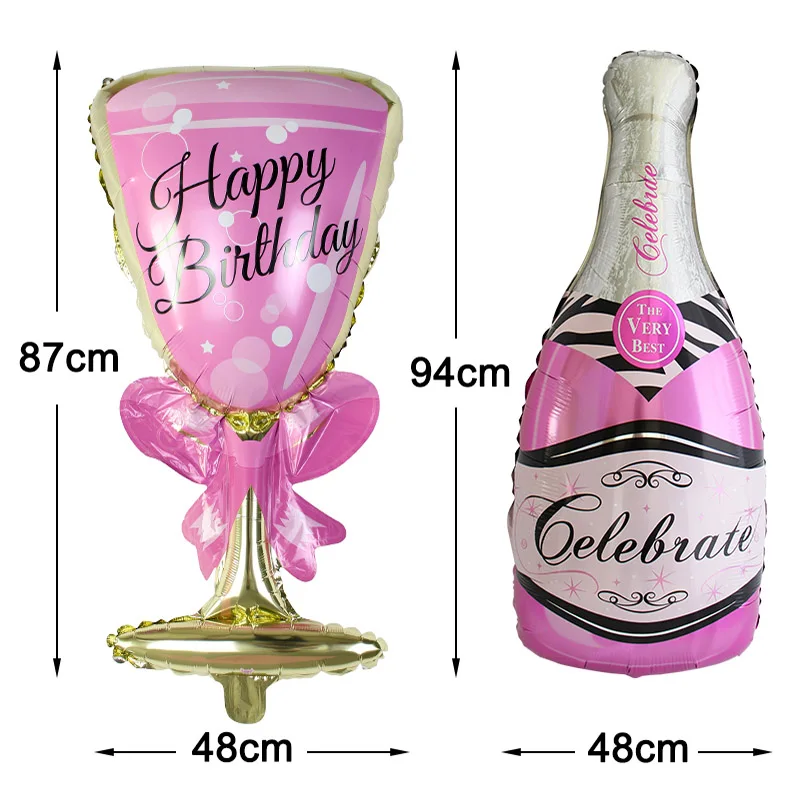 pink birthday Большой бокал для шампанского, вина, виски, фольгированные воздушные шары с днем рождения, украшение для взрослых, товары для свадебной вечеринки, 18, 21, 25, 30, 40, 50, 60 - Цвет: pink birthday