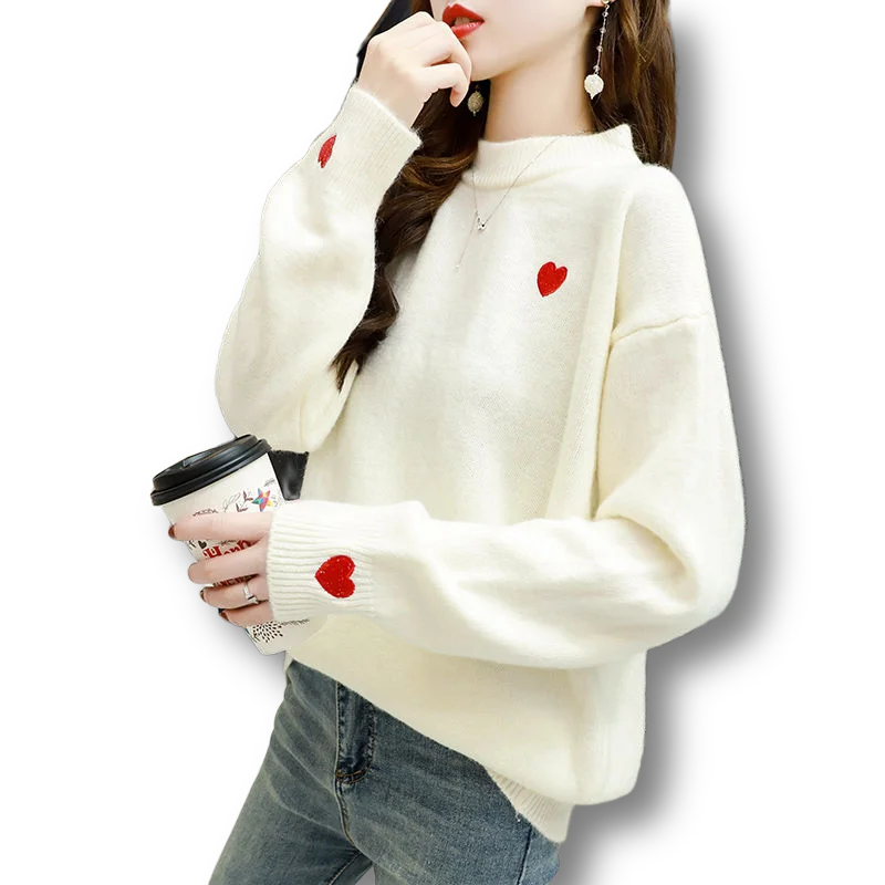 

Sweet Style Knitted Women Sweater And Pullovers Loose Solid All Match Female Pulls Outwear Coats Tops