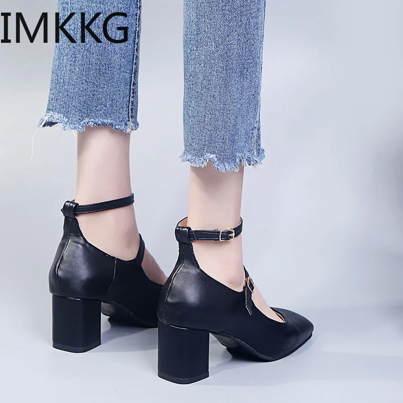 Женские туфли лодочки из искусственной кожи женские на Высоком толстом каблуке в