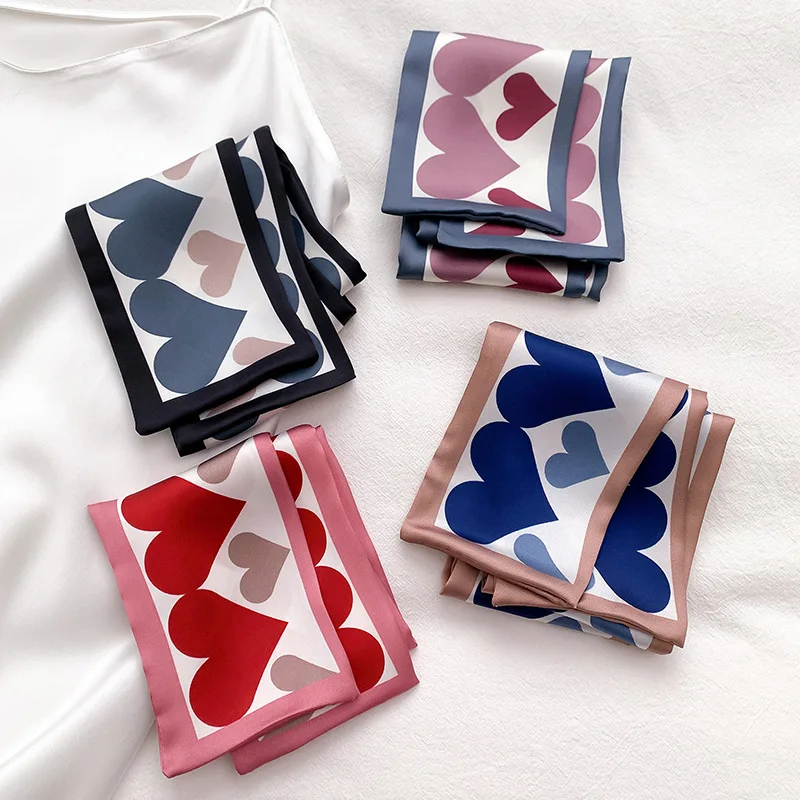 Корейский шарф в форме сердца узкая полоса кошелек узкий ручка лента Шелковый