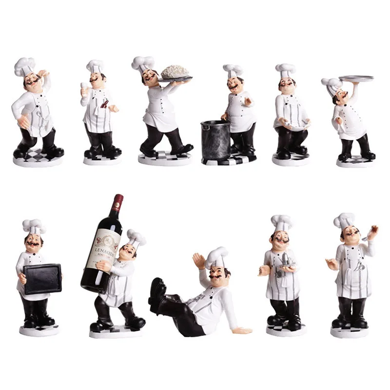 

French Decorative Chef Figurine Ornaments - 3D Resin Home Decoration for Gourmet Kitchen Decorations & Collectible Home Decor