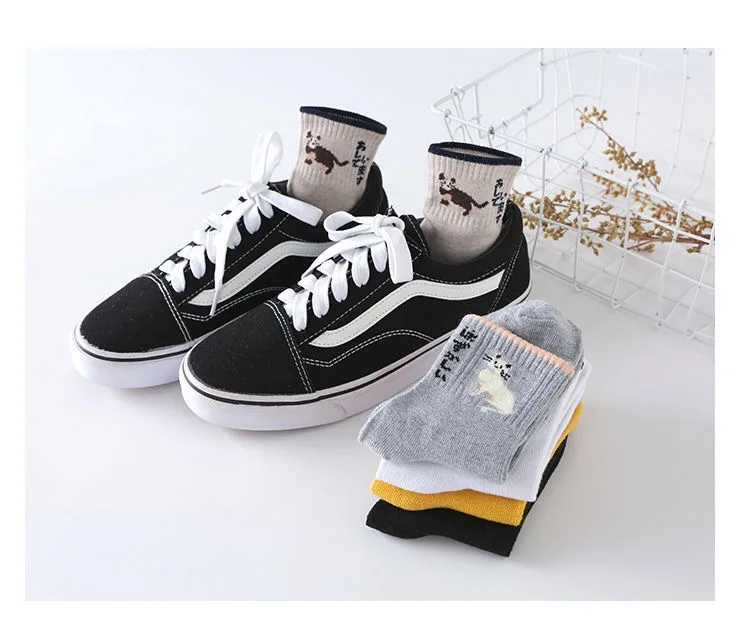 Носки женские хлопковые с забавным рисунком носки без пятки милыми животными