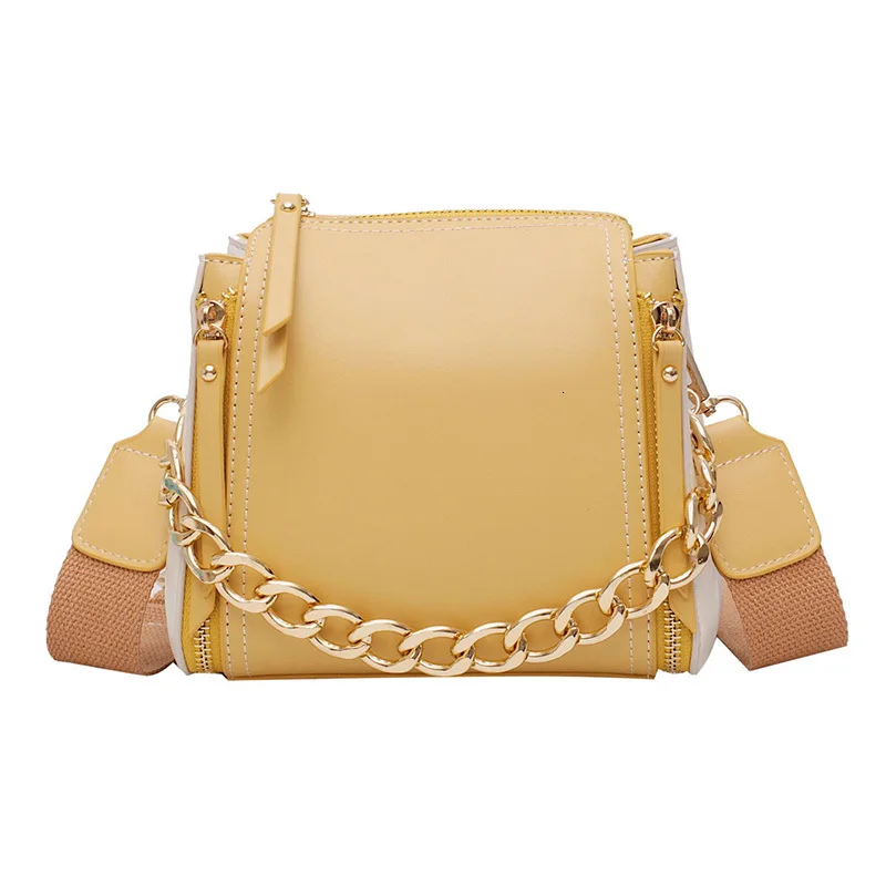 

Mini Designer PU Leather Bucket Bags For Women Ladies Solid Color Chain Shoulder Messenger Bag Female Travel Handbags Bolsa