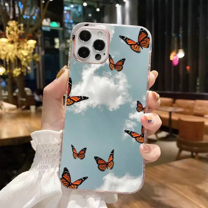 

Beautiful Butterfly Pattern Phone Case For Iphone 6 6s 7 8plus X Xr 11 12 Mini Pro Max Cover Fundas Coque