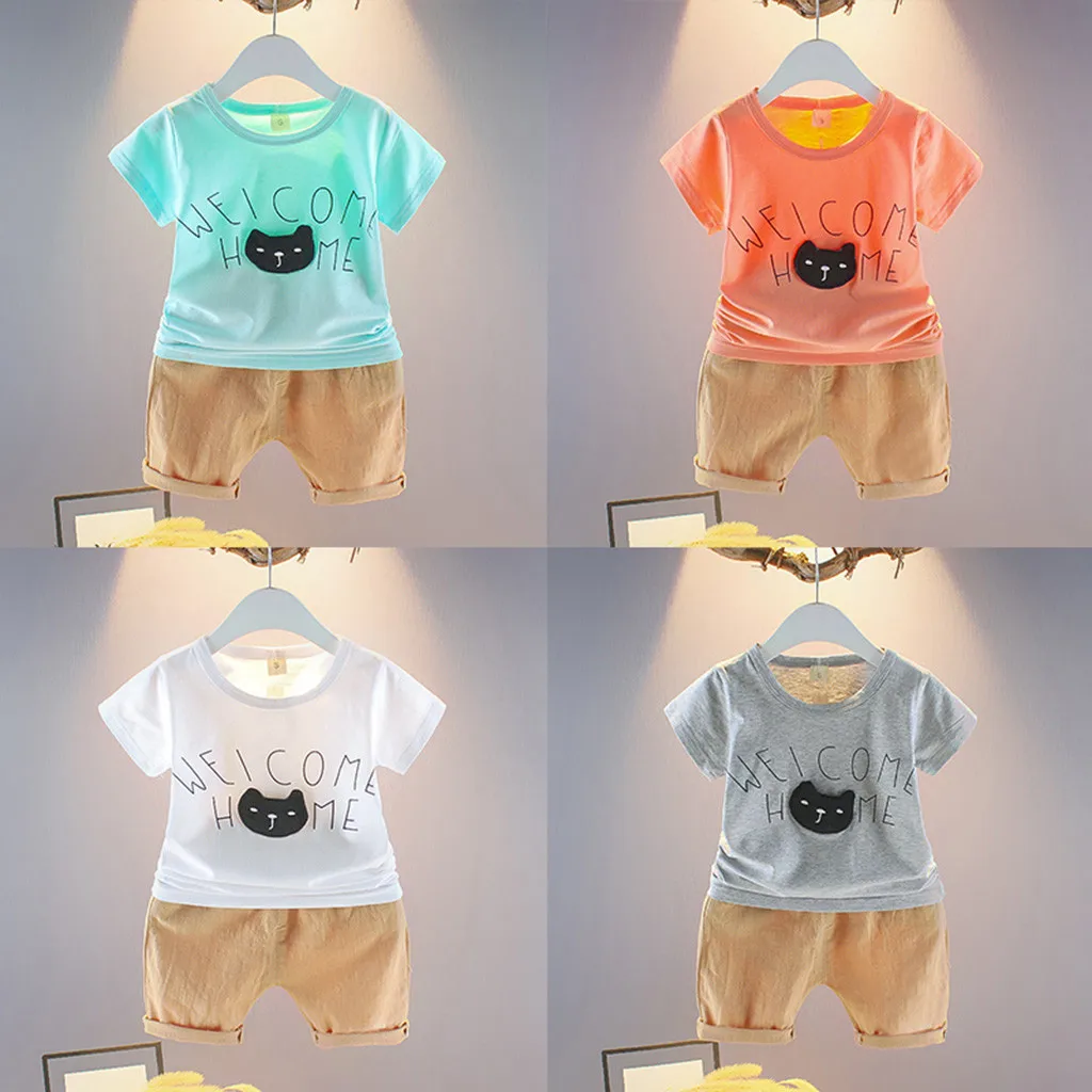 (6 мес. 24 месяца) Корейский Летний Детский костюм для мальчиков и девочек