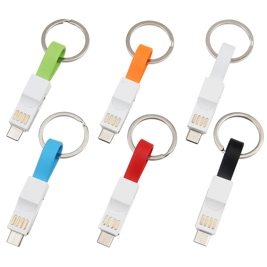 10 см 3 в 1 USB кабель Micro Type C 8Pin для iPhone XR X Samsung Huawei 2A Mini брелок зарядное устройство