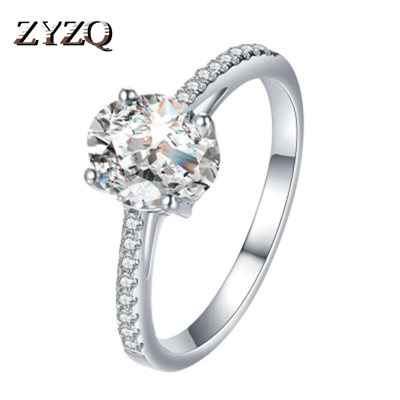 ZYZQ High Quality Micro Paved Finger Ringd For Women With Shiny Oval Cubic Zircon Stone Wedding Engagement Bridal Rings Jewelry | Украшения