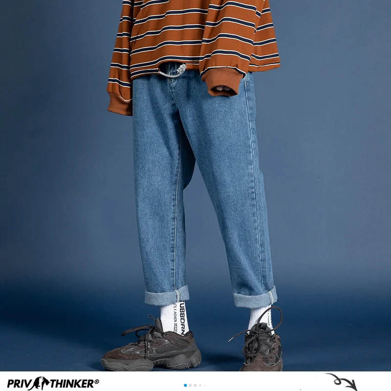 

Privathinker Men Streetwear Blue Jeans 2020 Women Black Jeans Korean Fashions Harem Pants Male Denim Pants OverSize