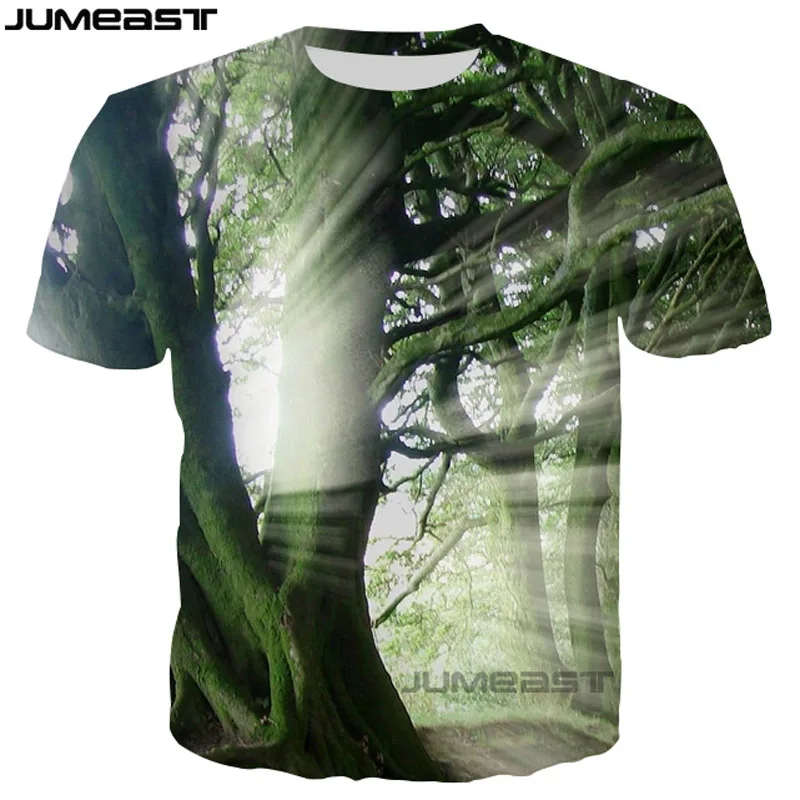 Jumeast брендовая мужская женская футболка с 3D принтом красивый пейзаж коротким