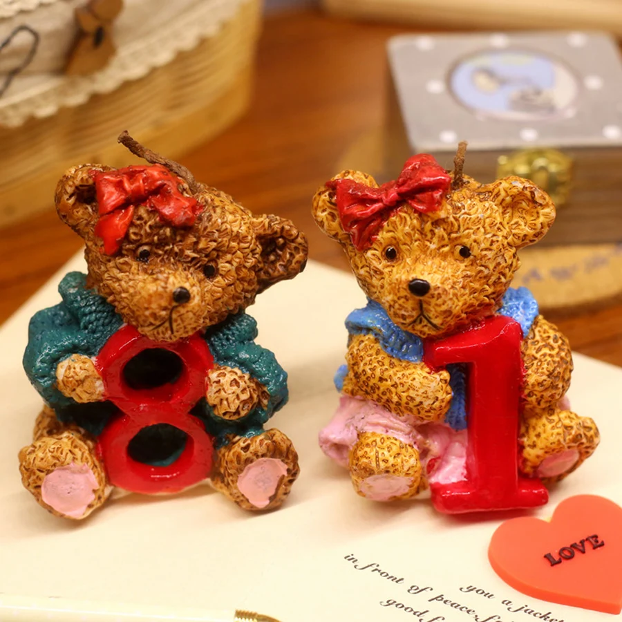 С днем рождения свеча медведь мультфильм номер творческая романтическая