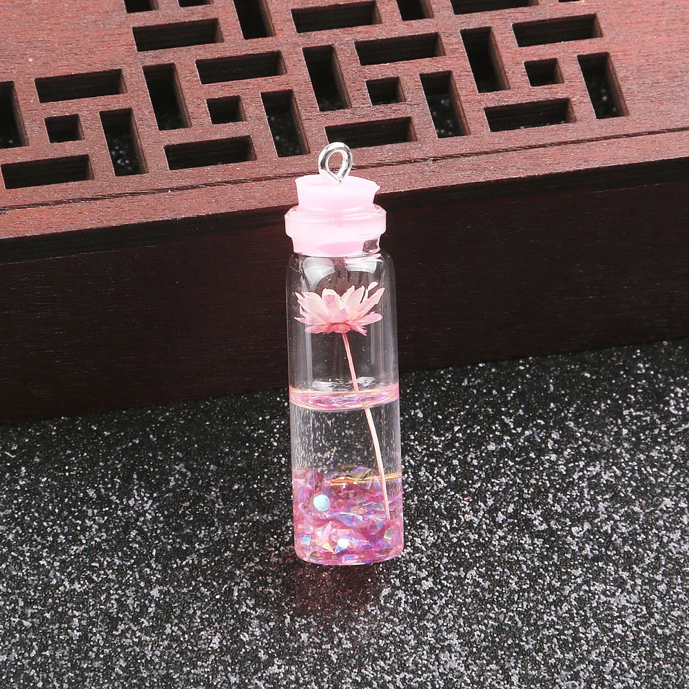

10Pcs Wishing Bottle Pendant Colorful and Dry Everlasting Flower Glass Pendant Jewelry DIY Necklace Earrings Jewelry Accessories