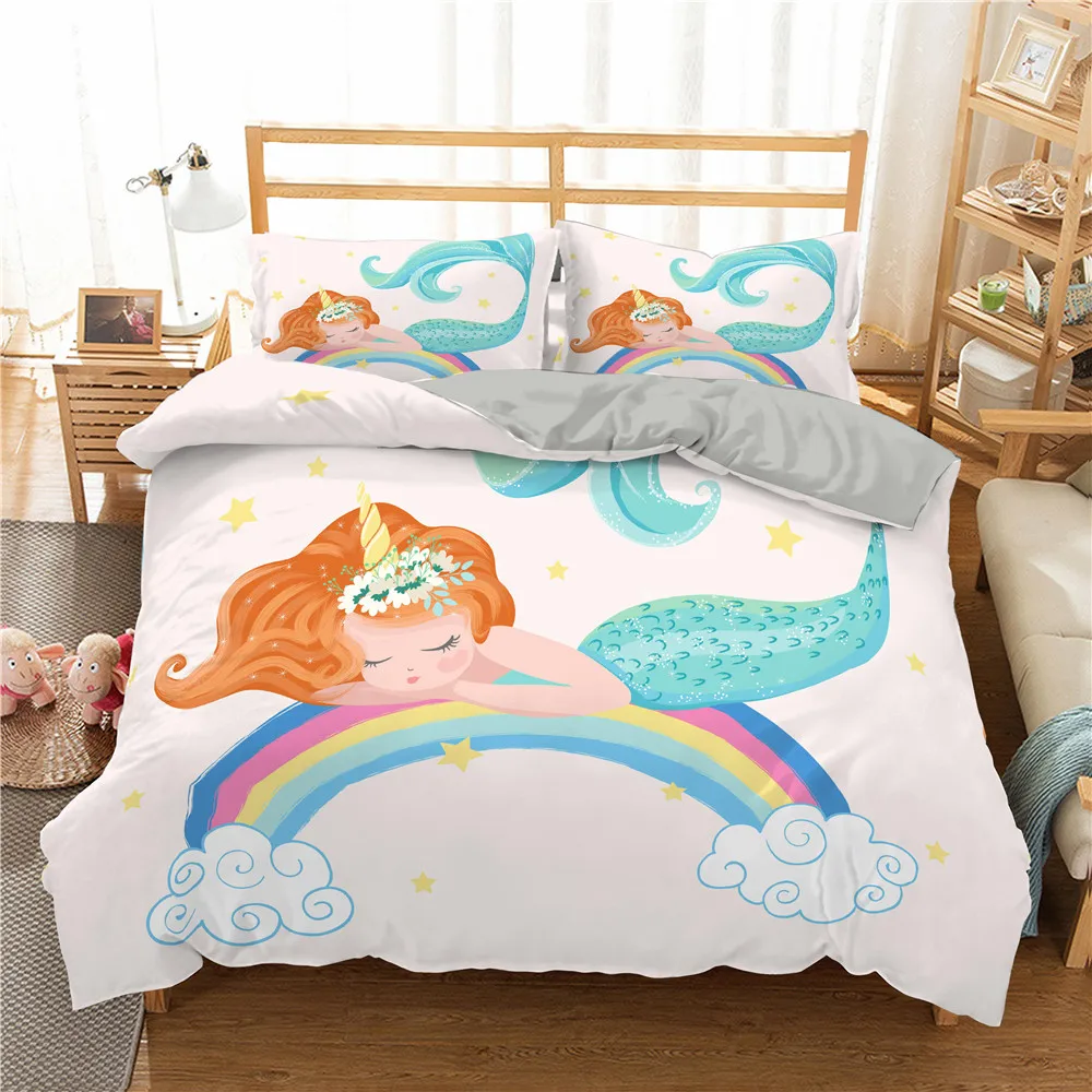 

2021 Cute Unicorn Bedding Set for Kids/Baby/Child/Boy/Girl 3D Cartoon Cute Duvet Cover Set Twin Full Bed Linen Set Bedspreads