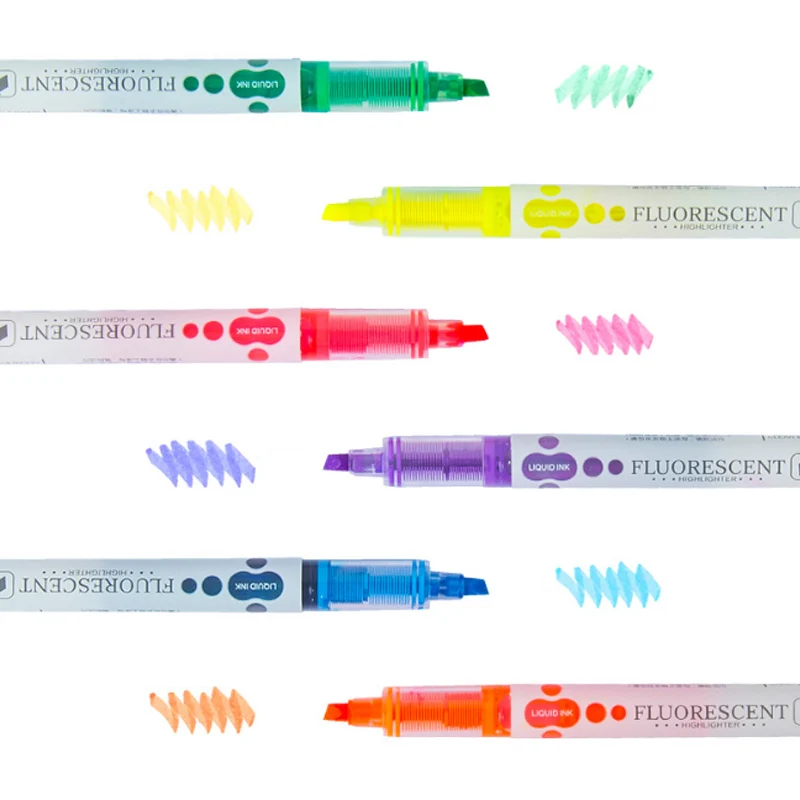 

6Pcs Creative Double Head Highlighter High Capacity Hand Account Marker Pen Child Gift Resaltador Office&School Supplies