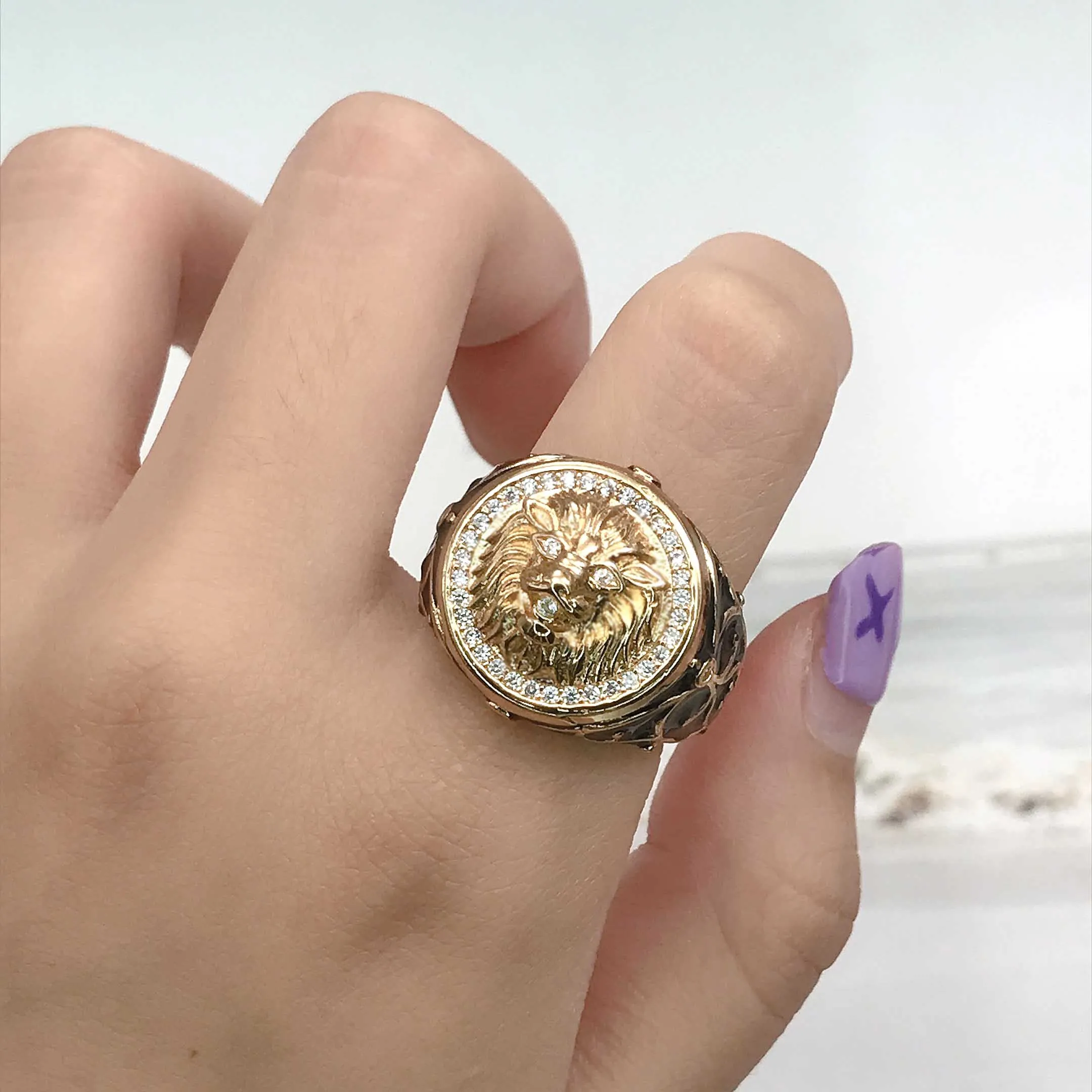 Модные властная кольца со львом Размеры Большие размеры 6-13 роскошные золотые