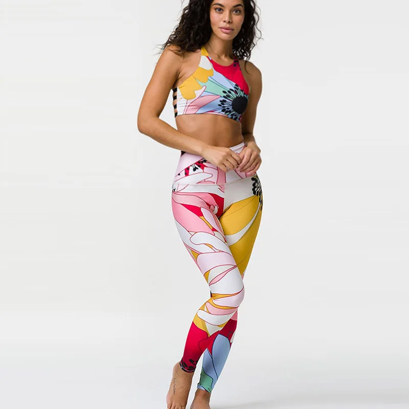 

Комплект Для Йоги Женский, спортивная одежда для фитнеса, леггинсы для тренажерного зала + спортивный бюстгальтер с открытой спиной, спорти...