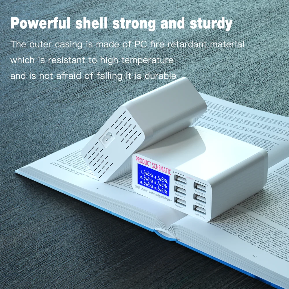 

6 Ports USB Charger 40W Quick Charge 3.0 Phone Charger Adapter HUB Portable QC3.0 Fast Charger For iPhone Samsung Xiaomi Huawei
