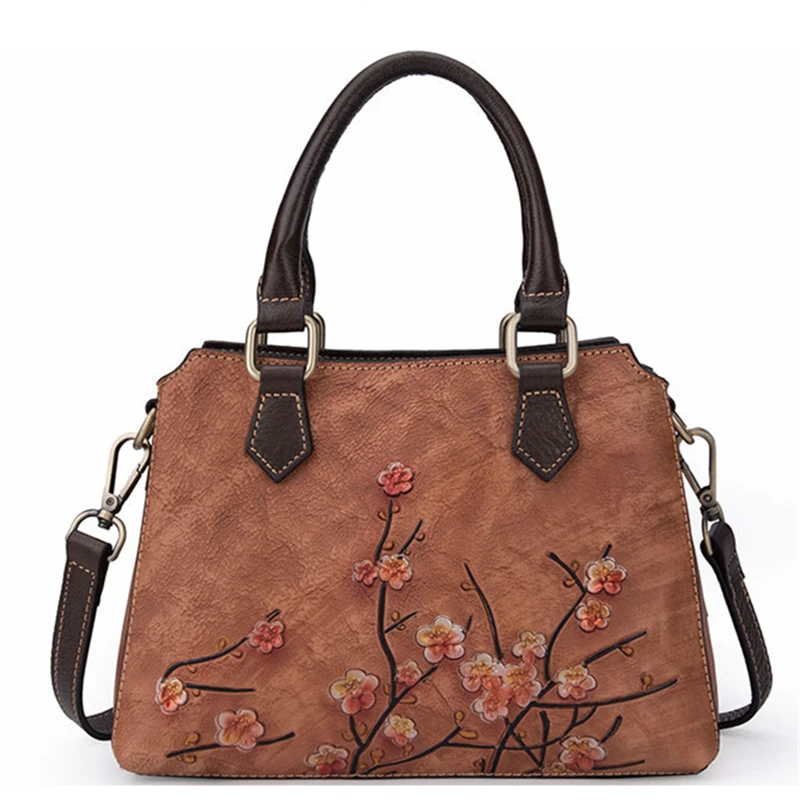 Женская сумка из натуральной кожи с цветочным узором M7058 | Багаж и сумки