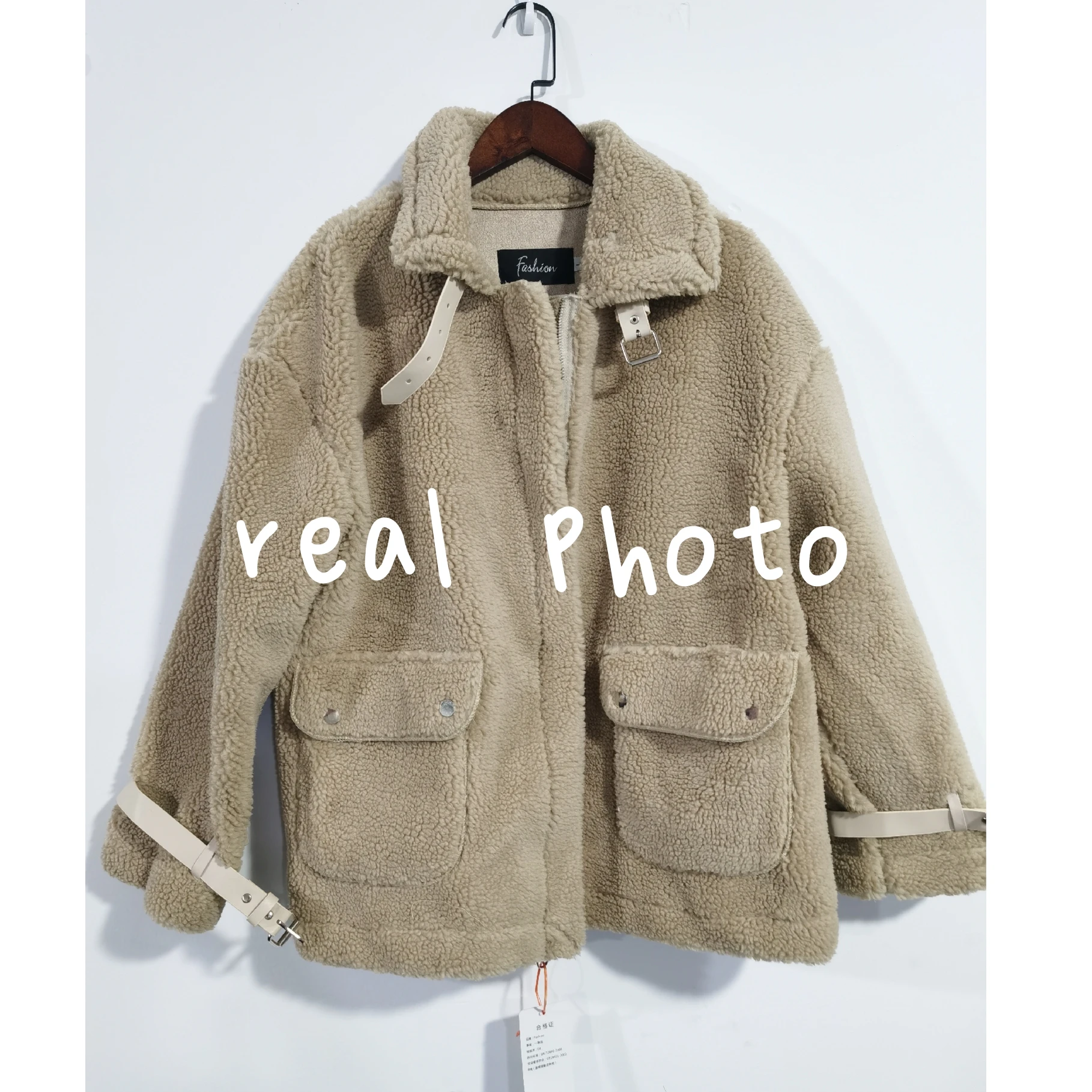 

Luck A Women Autumn Winter Faux Lamb Fur Sheepskin Coat Genuine Granular Sheep Shearing Jacket Female Casual Warm Outerwear