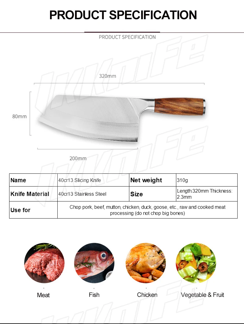8 дюймов нержавеющая сталь китайский мясной нож шеф-повара измельчитель кухонный
