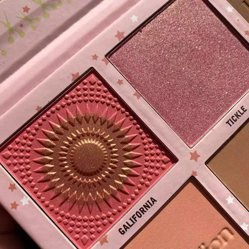 Хайлайтер для макияжа палитра бронзер лица пигментированная мерцающая пудра