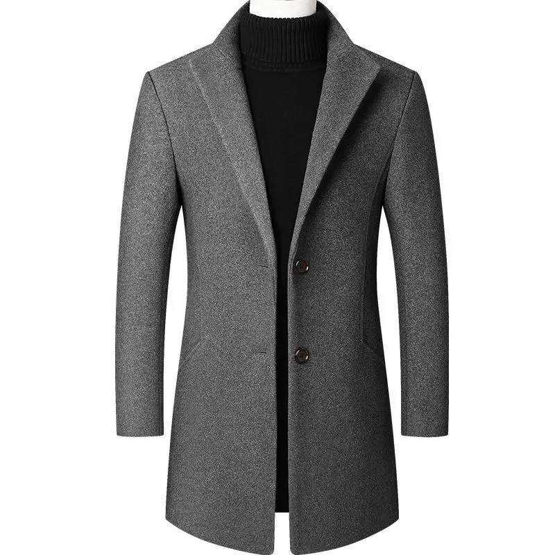 

2021 брендовые осенне-зимние мужские толстые пальто из 30% шерсти, мужские Модные шерстяные куртки с отложным воротником, верхняя одежда, повсе...