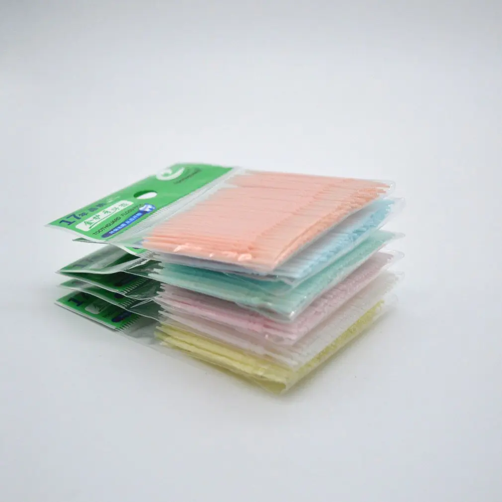 

100PC Disposable Double Head Plastic Tooth Floss Hygiene Dental Floss Interdental Toothpick Healthy for Teeth Cleaning Oral Care