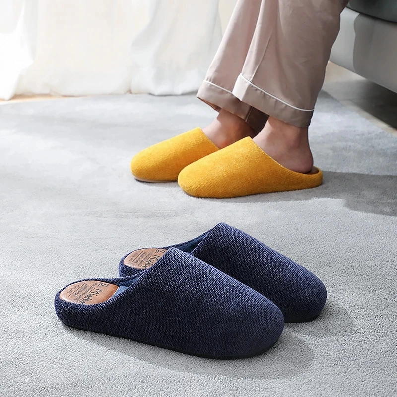 

Hot Sale Women Home Slippers Non-Slip Platform Shoes Man And Ladies Memory Foam Slides Couples Concise Silent Cotton Slippers