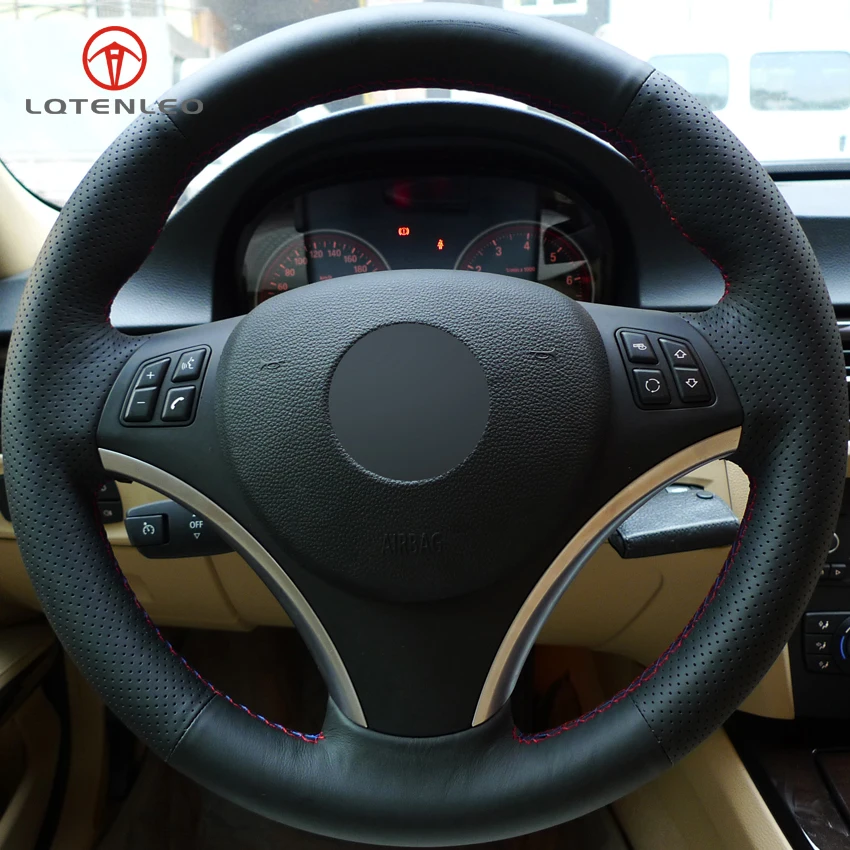 LQTENLEO черная натуральная кожа DIY Ручная лампа для BMW M Sport 1 серии E87 E81 E82 E88 120i 130i 120d X1