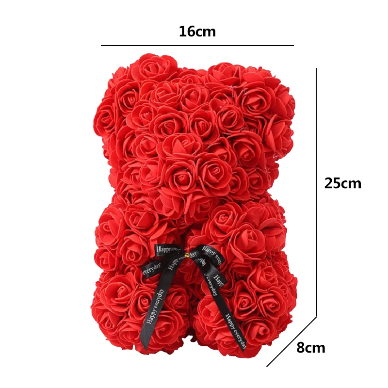 

HOT Valentines Day Gift 25cm Teddy Rose Bear red pink DIY Artificial PE Flower Decoration For Girlfriend Wife Women Romatic Gift