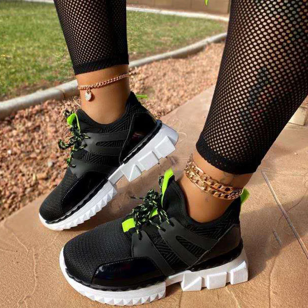 

Женские кроссовки на шнуровке, кроссовки на массивной вулканизированной подошве, прогулочная обувь, 2020