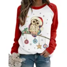 2020 в ретро-стиле с принтом милой совы для женщин футболка 2020 Рождественский реглан с длинными рукавами, топы, женская одежда, женские блузы с круглым вырезом Винтажная Футболка Femme