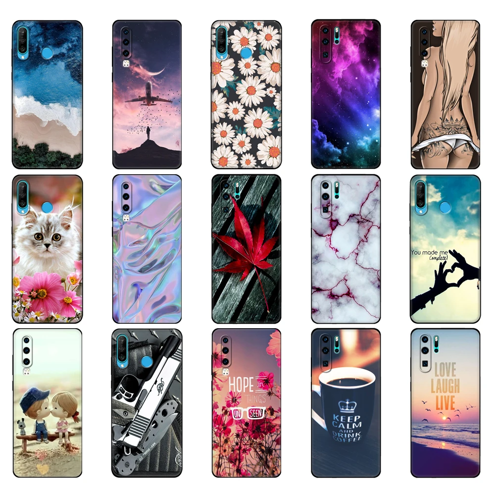 For Huawei P30 Case P30 Pro P30 Lite Silicon Soft Phone Cover On P30Pro VOG-L29 ELE-L29 P30Lite P 30 Lite Back black tpu case