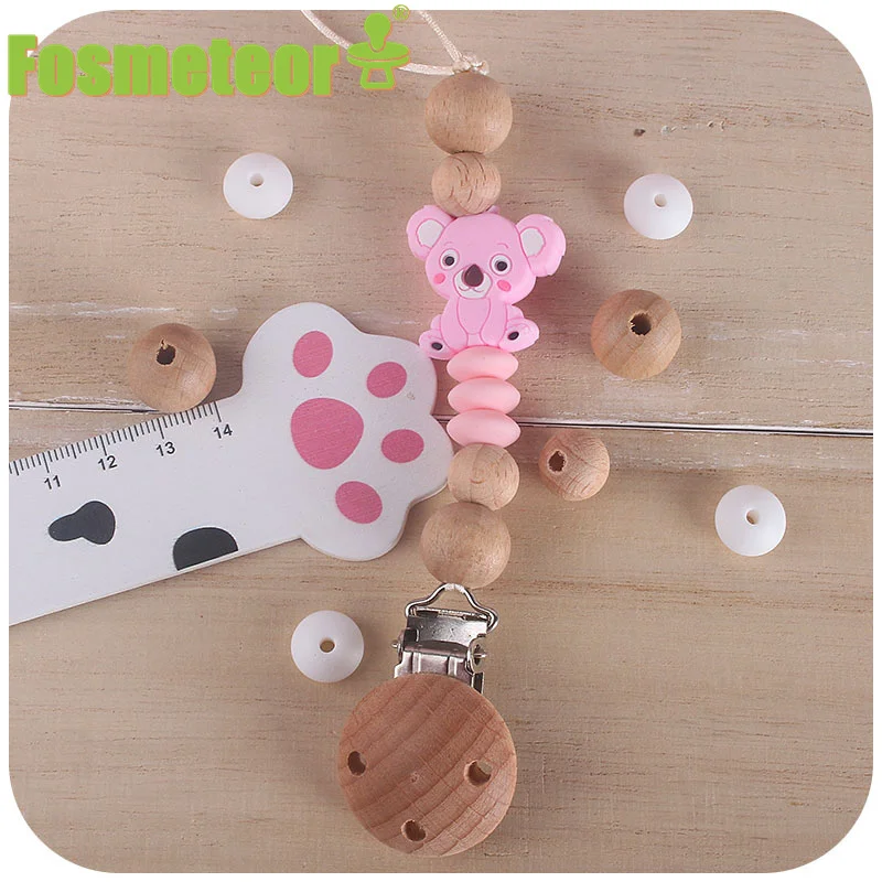 

Fosmeteor Mini Silicone Koala Beads Teether Pacifier Chain Newborn Baby Pacifiers Chain Baby Soothing Silicone Anti-Chain Gift