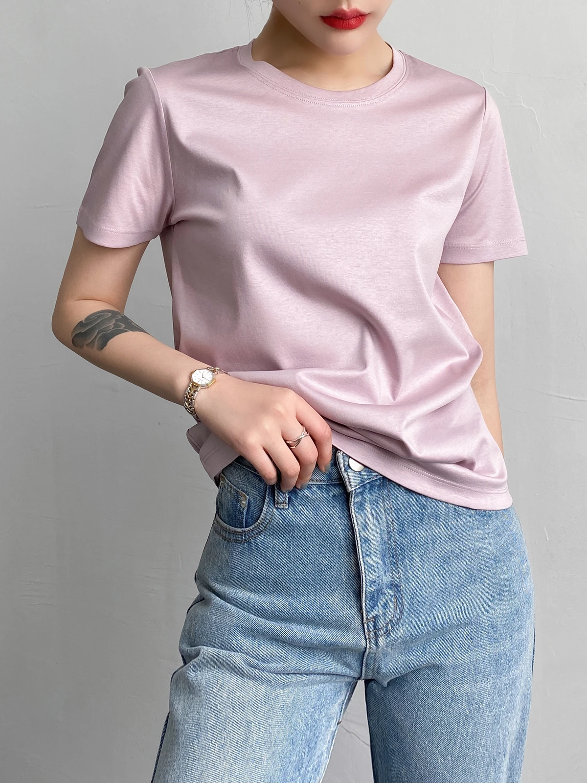 2020 Round Neck Short Sleeve Woman Loose Sumemr Silk Cotton T-shirts | Женская одежда