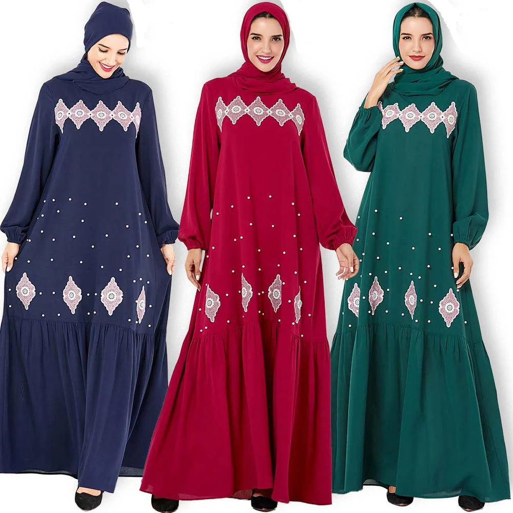 Мусульманское платье Abaya в Дубае женское длинное кимоно с жемчужной вышивкой
